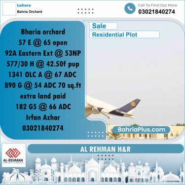 8 Marla Residential Plot for Sale in Bahria Orchard, Lahore - (BP-331862)
