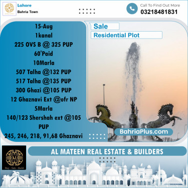 Residential Plot for Sale in Bahria Town, Lahore - (BP-331910)
