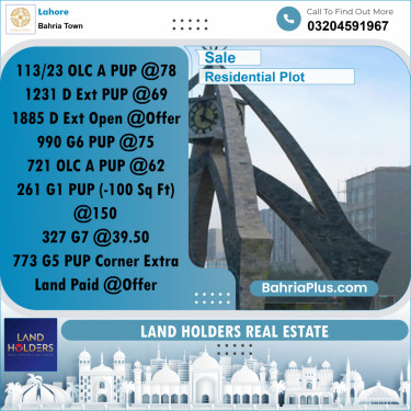 Residential Plot for Sale in Bahria Town, Lahore - (BP-331921)