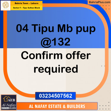 10 Marla Residential Plot for Sale in Sector F - Tipu Sultan Block -  Bahria Town, Lahore - (BP-331970)