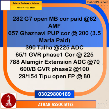10 Marla Residential Plot for Sale in Phase 4 - G7 Block -  Bahria Orchard, Lahore - (BP-332000)