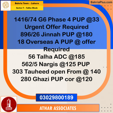 10 Marla Residential Plot for Sale in Sector F - Talha Block -  Bahria Town, Lahore - (BP-332003)
