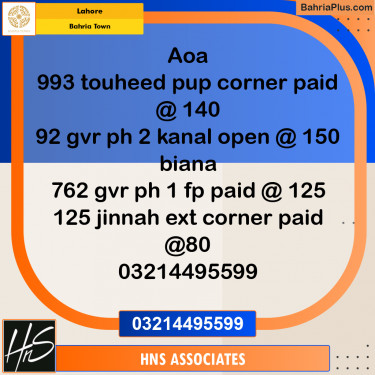 Residential Plot for Sale in Bahria Town, Lahore - (BP-332018)