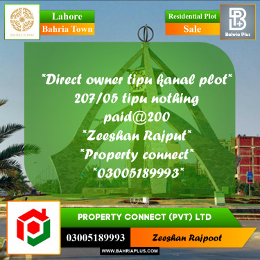 Residential Plot for Sale in Bahria Town, Lahore - (BP-332043)