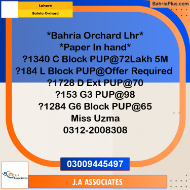 5 Marla Residential Plot for Sale in Bahria Orchard, Lahore - (BP-332150)