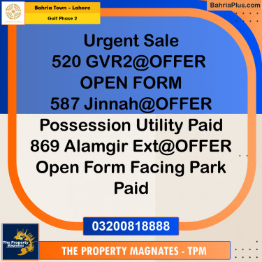 10 Marla Residential Plot for Sale in Golf Phase 2 -  Bahria Town, Lahore - (BP-332156)