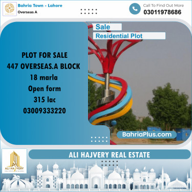 18 Marla Residential Plot for Sale in Overseas A -  Bahria Town, Lahore - (BP-332221)