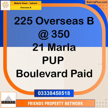 20 Marla Residential Plot for Sale in Overseas B -  Bahria Town, Lahore - (BP-332311)