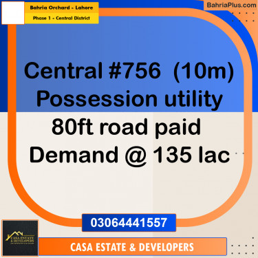 10 Marla Residential Plot for Sale in Phase 1 - Central District -  Bahria Orchard, Lahore - (BP-332335)