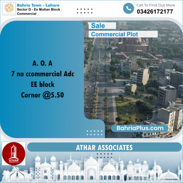5 Marla Commercial Plot for Sale in Sector D - EE Multan Block Commercial -  Bahria Town, Lahore - (BP-332357)