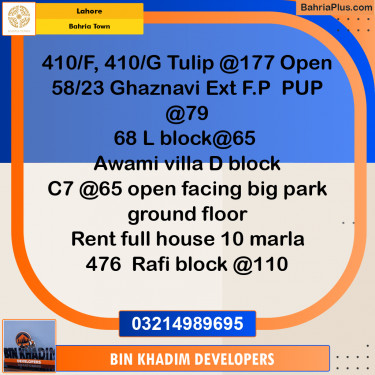 Residential Plot for Sale in Bahria Town, Lahore - (BP-332389)