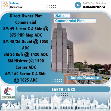 8 Marla Commercial Plot for Sale in Bahria Town, Lahore - (BP-332421)