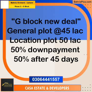 5 Marla Residential Plot for Sale in Phase 2 - G Block -  Bahria Orchard, Lahore - (BP-332534)