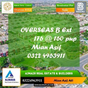 Residential Plot for Sale in Overseas B Ext -  Bahria Town, Lahore - (BP-332575)