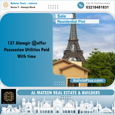 10 Marla Residential Plot for Sale in Sector F - Alamgir Block -  Bahria Town, Lahore - (BP-332611)