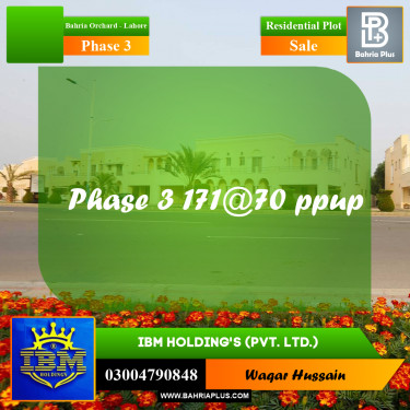 8 Marla Residential Plot for Sale in Phase 3 -  Bahria Orchard, Lahore - (BP-332665)