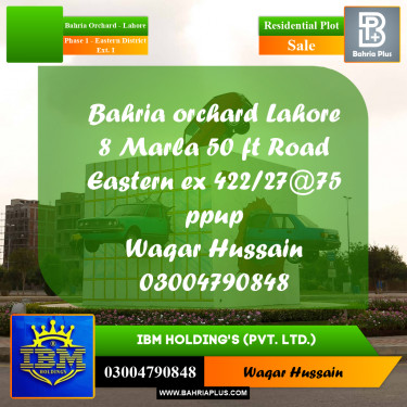 8 Marla Residential Plot for Sale in Phase 1 - Eastern District Ext. I -  Bahria Orchard, Lahore - (BP-332667)