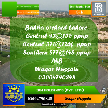 10 Marla Residential Plot for Sale in Phase 1 - Central District -  Bahria Orchard, Lahore - (BP-332668)