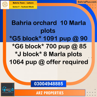 Residential Plot for Sale in Sector F - Tauheed Block -  Bahria Town, Lahore - (BP-332682)