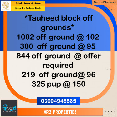 Residential Plot for Sale in Sector F - Tauheed Block -  Bahria Town, Lahore - (BP-332686)