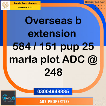 Residential Plot for Sale in Overseas B Ext -  Bahria Town, Lahore - (BP-332687)
