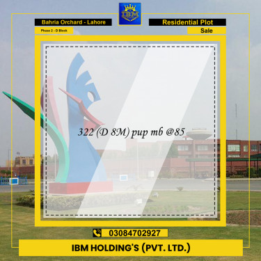 8 Marla Residential Plot for Sale in Phase 2 - D Block -  Bahria Orchard, Lahore - (BP-332717)