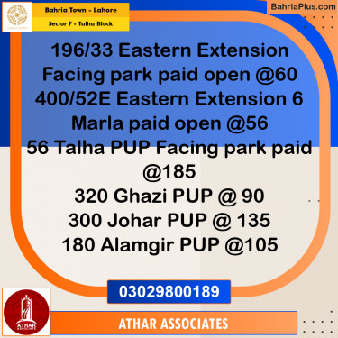 10 Marla Residential Plot for Sale in Sector F - Talha Block -  Bahria Town, Lahore - (BP-332810)