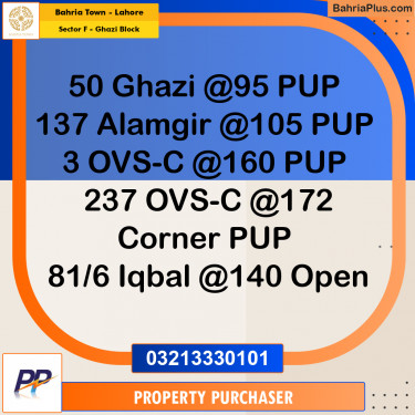 10 Marla Residential Plot for Sale in Sector F - Ghazi Block -  Bahria Town, Lahore - (BP-332877)