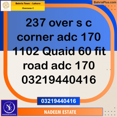 Residential Plot for Sale in Overseas C -  Bahria Town, Lahore - (BP-332927)