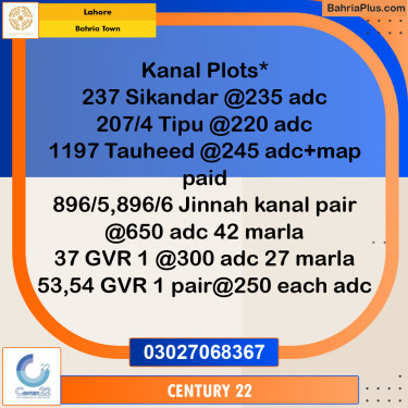 Residential Plot for Sale in Bahria Town, Lahore - (BP-332960)