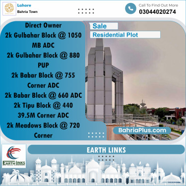 2 Kanal Residential Plot for Sale in Bahria Town, Lahore - (BP-332964)