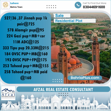 Residential Plot for Sale in Bahria Town, Lahore - (BP-333011)