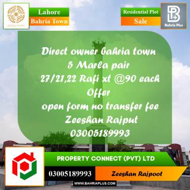 Residential Plot for Sale in Bahria Town, Lahore - (BP-333014)
