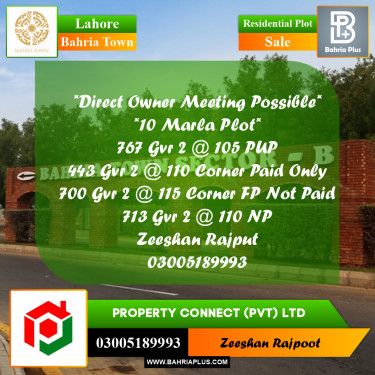 Residential Plot for Sale in Bahria Town, Lahore - (BP-333019)