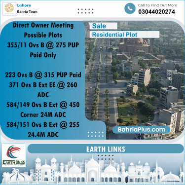 1 Kanal Residential Plot for Sale in Bahria Town, Lahore - (BP-333028)