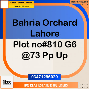 10 Marla Residential Plot for Sale in Phase 4 - G6 Block -  Bahria Orchard, Lahore - (BP-333099)