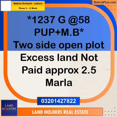 5 Marla Residential Plot for Sale in Phase 2 - G Block -  Bahria Orchard, Lahore - (BP-333119)