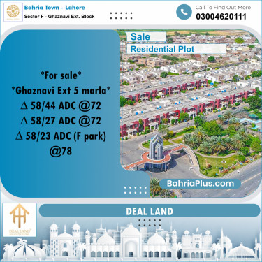 5 Marla Residential Plot for Sale in Sector F - Ghaznavi Ext. Block -  Bahria Town, Lahore - (BP-333229)