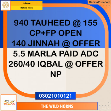 Residential Plot for Sale in Bahria Town, Lahore - (BP-333304)