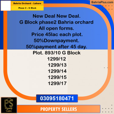 5 Marla Residential Plot for Sale in Phase 2 - G Block -  Bahria Orchard, Lahore - (BP-333340)