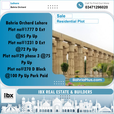 8 Marla Residential Plot for Sale in Bahria Orchard, Lahore - (BP-333357)