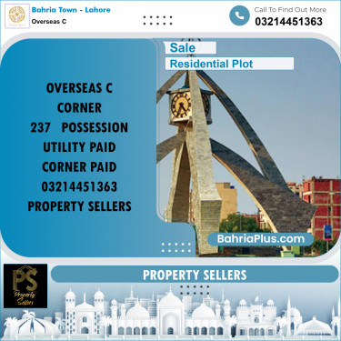 10 Marla Residential Plot for Sale in Overseas C -  Bahria Town, Lahore - (BP-333387)