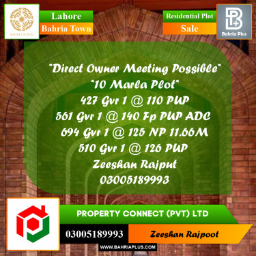 Residential Plot for Sale in Bahria Town, Lahore - (BP-333456)