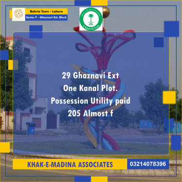 1 Kanal Residential Plot for Sale in Sector F - Ghaznavi Ext. Block -  Bahria Town, Lahore - (BP-333466)