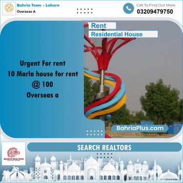 10 Marla Residential House for Rent in Overseas A -  Bahria Town, Lahore - (BP-333547)