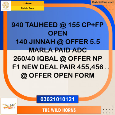 Residential Plot for Sale in Bahria Town, Lahore - (BP-333558)