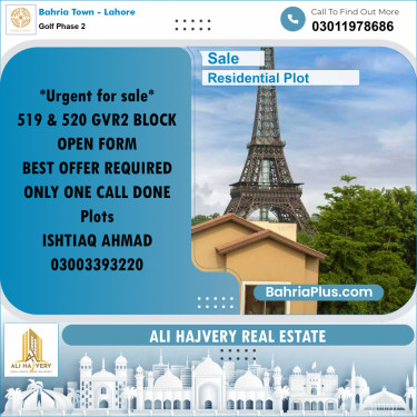 10 Marla Residential Plot for Sale in Golf Phase 2 -  Bahria Town, Lahore - (BP-333743)