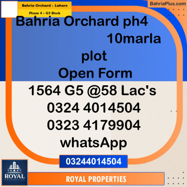 Residential Plot for Sale in Phase 4 - G5 Block -  Bahria Orchard, Lahore - (BP-333756)