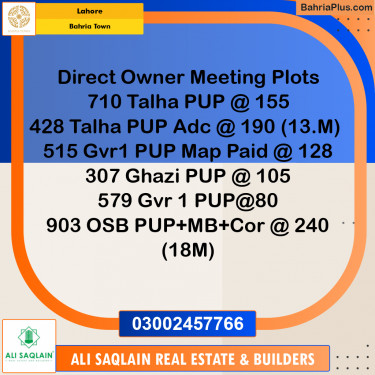 Residential Plot for Sale in Bahria Town, Lahore - (BP-333791)
