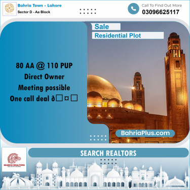 5 Marla Residential Plot for Sale in Sector D - AA Block -  Bahria Town, Lahore - (BP-333803)